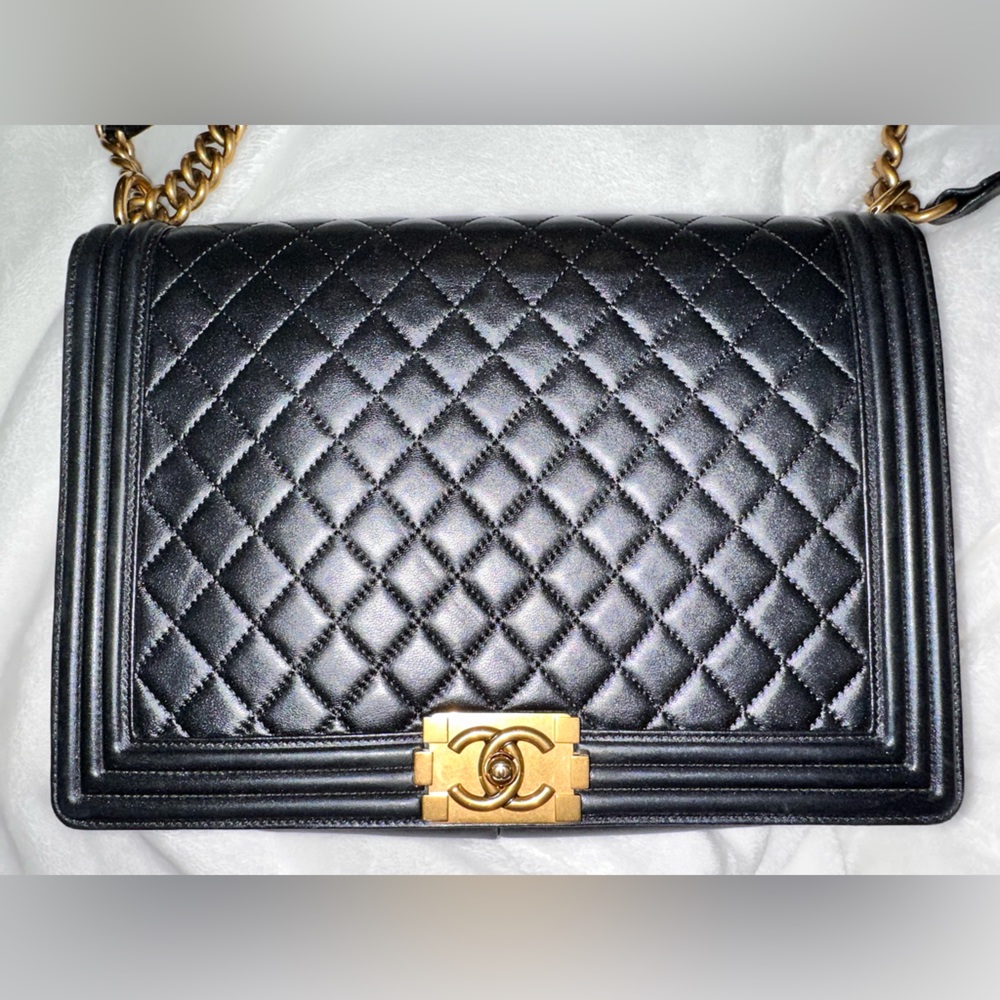 CHANEL Quilted Large Boy Flap Black